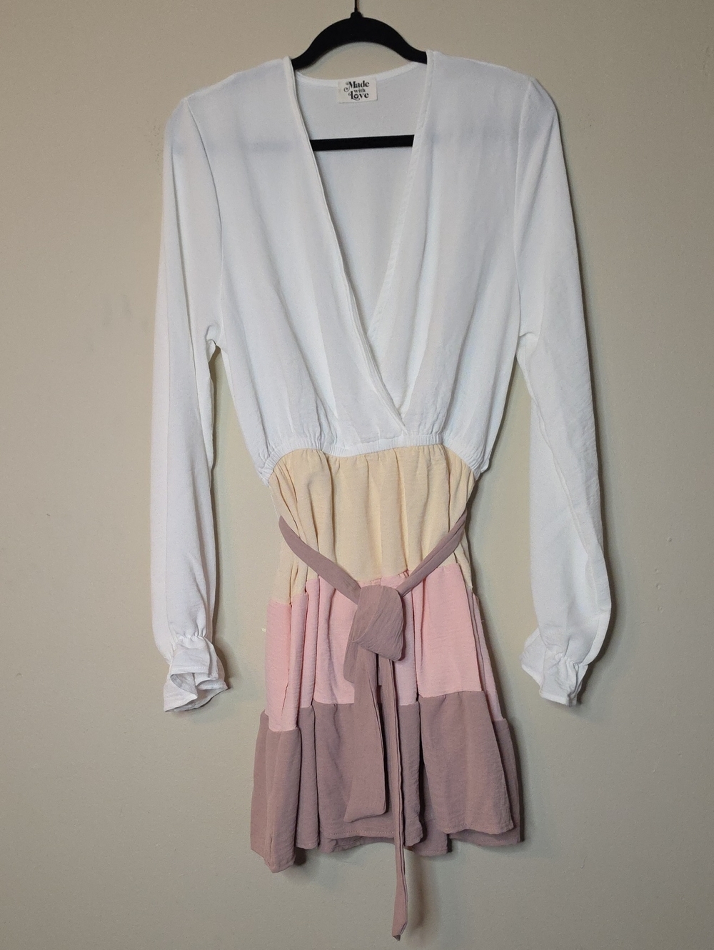 Made With Love White and Pastel Colorblock Mini Dress